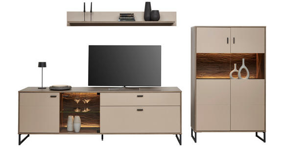 TV-ELEMENT 204/68/50 cm  - Eichefarben/Anthrazit, MODERN, Glas/Holzwerkstoff (204/68/50cm) - Carryhome