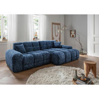 ECKSOFA in Struktur Blau  301/152 cm  - Blau/Schwarz, MODERN, Kunststoff/Textil (301/152cm) - Livetastic