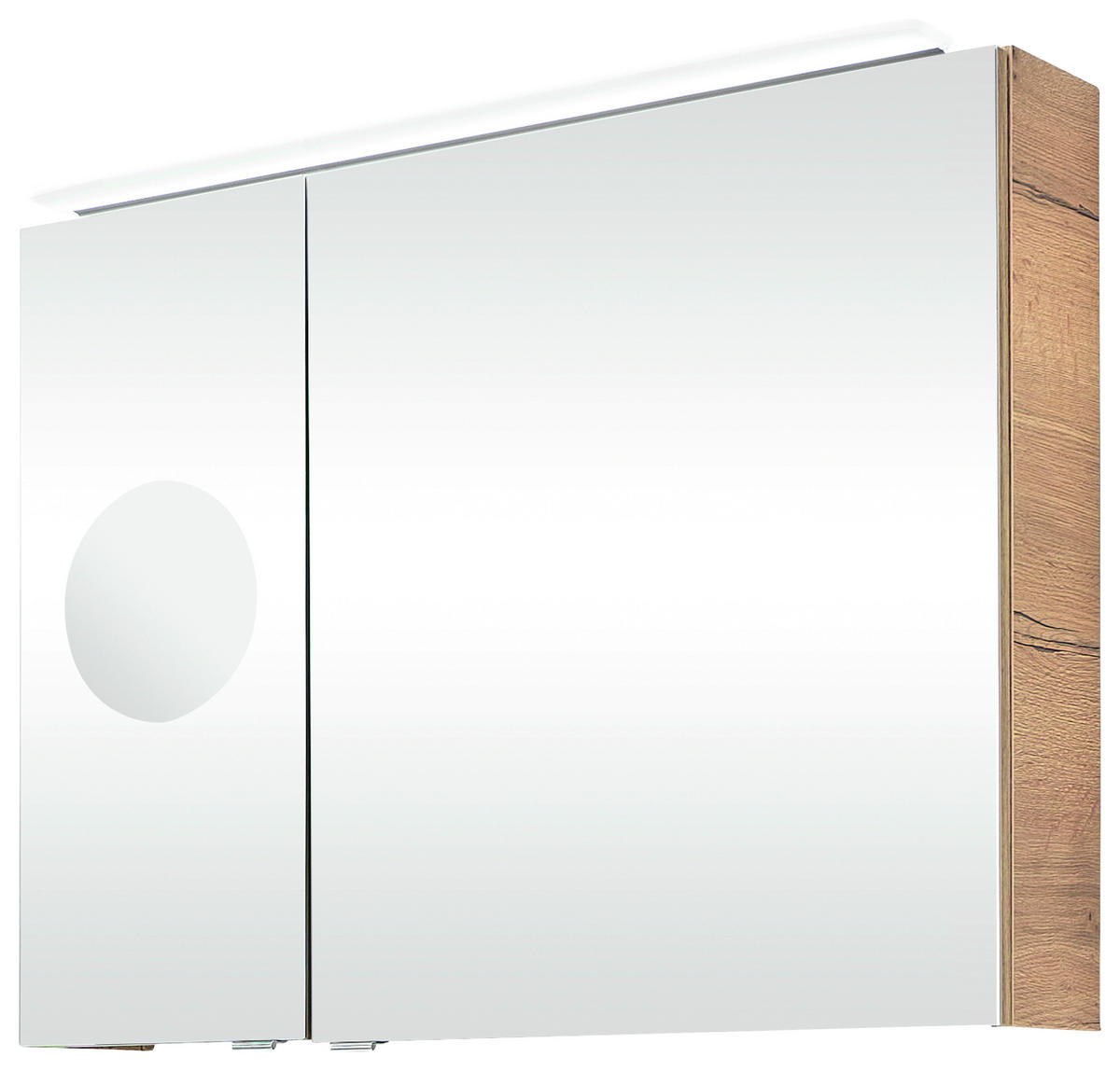 SPIEGELSCHRANK 90/70,3/15 cm  - Chromfarben/Eichefarben, KONVENTIONELL, Glas/Holzwerkstoff (90/70,3/15cm) - Sadena