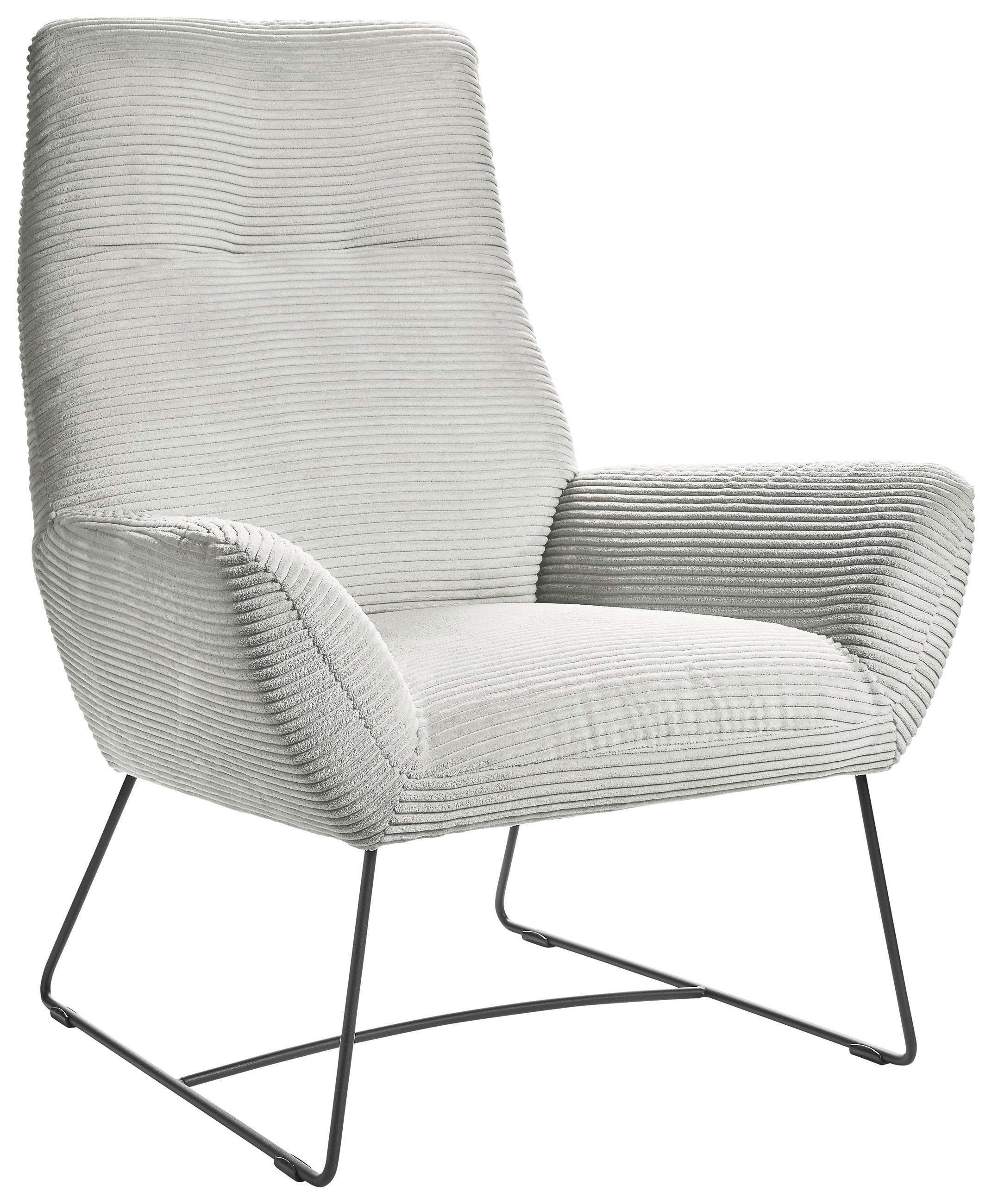 SESSEL in Cord Hellgrau  - Hellgrau/Schwarz, Design, Textil/Metall (82/102/81cm) - Hom`in