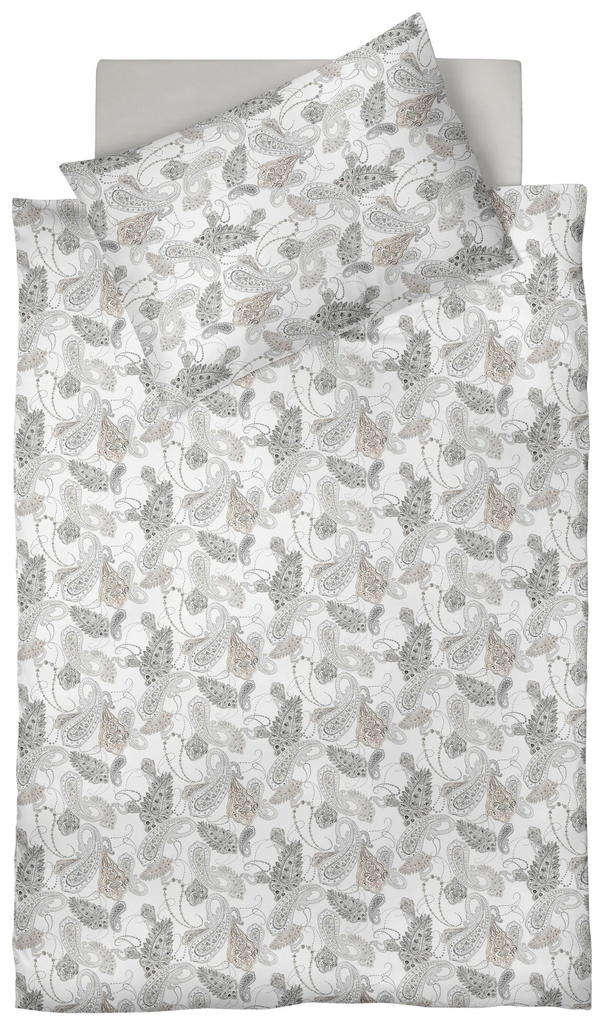 POSTEĽNÁ BIELIZEŇ, satén, svetlohnedá, biela, hnedá, 140/200 cm - svetlohnedá/hnedá, Design, textil (140/200cm) - Fleuresse
