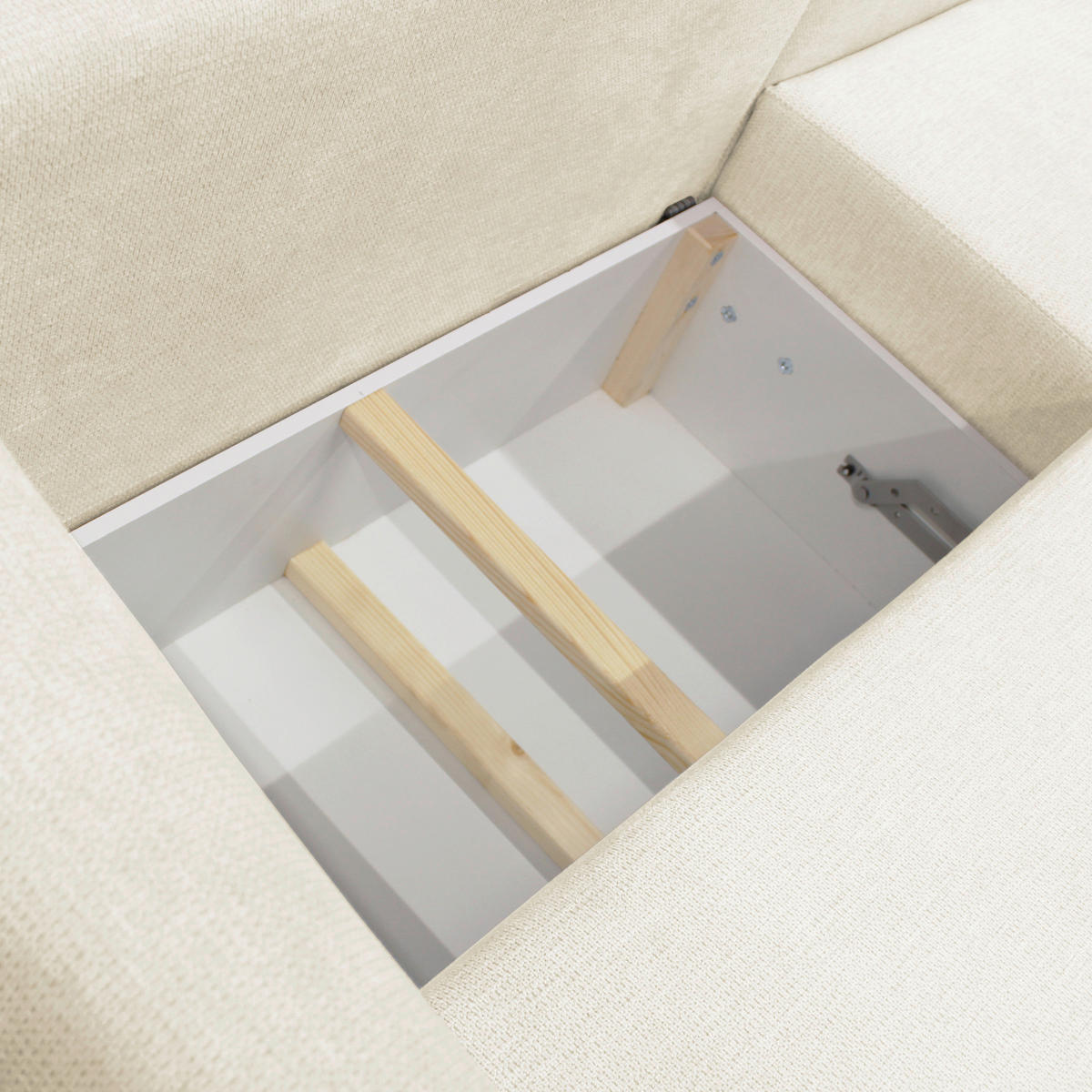 ECKSOFA in Struktur Creme  240/201 cm  - Creme/Schwarz, Design, Kunststoff/Textil (240/201cm) - MID.YOU