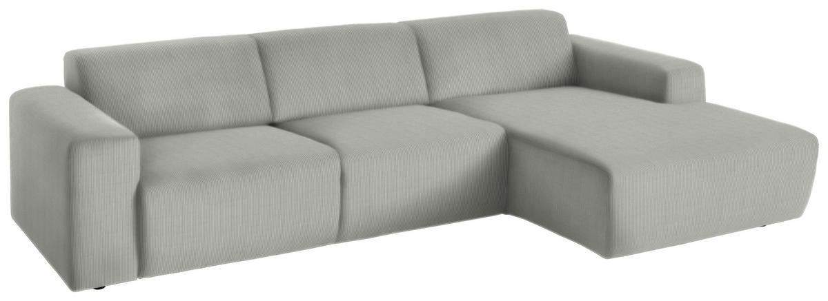 ECKSOFA Hellgrau Feincord  - Hellgrau/Schwarz, Design, Kunststoff/Textil (301/177cm) - Beldomo Style