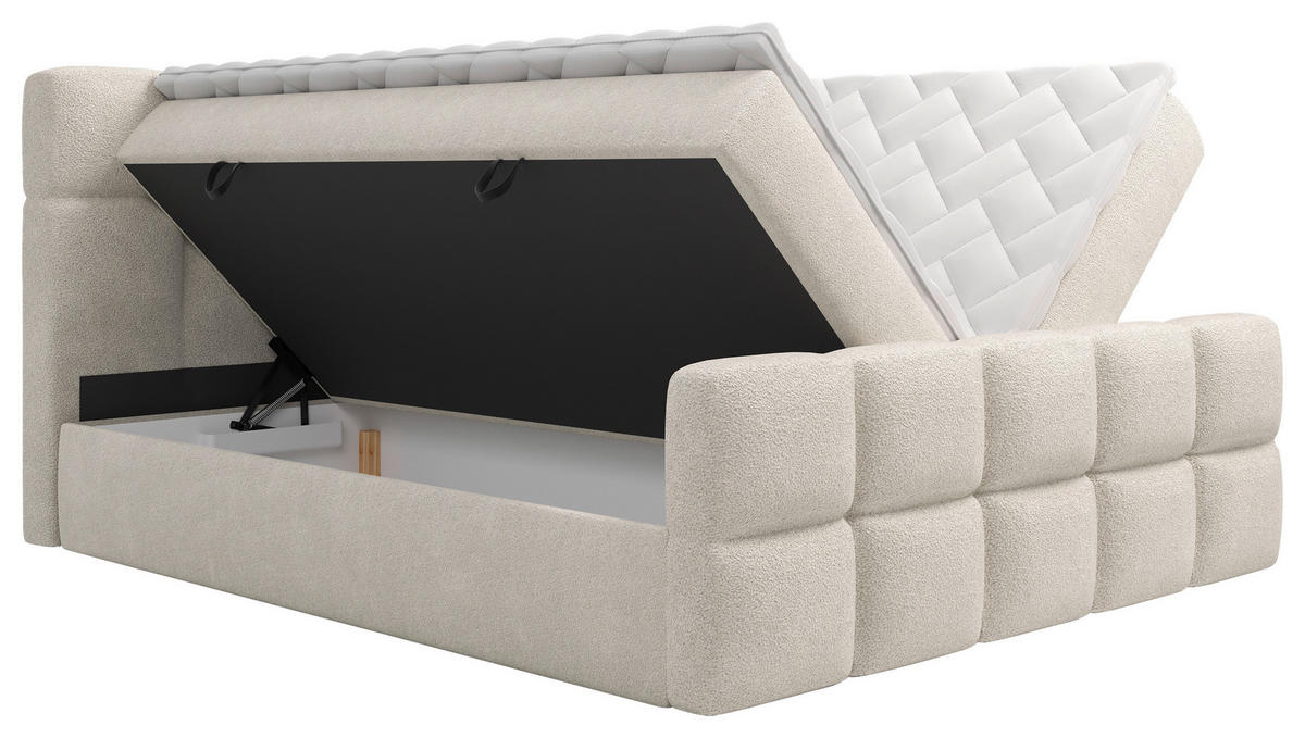 BOXBETT 180/200 cm  in Beige  - Beige/Schwarz, Design, Holzwerkstoff/Kunststoff (180/200cm) - Boxxx