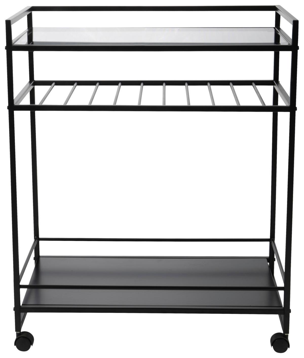 SERVIERWAGEN Schwarz  - Schwarz, Basics, Glas/Kunststoff (70/37/86cm)