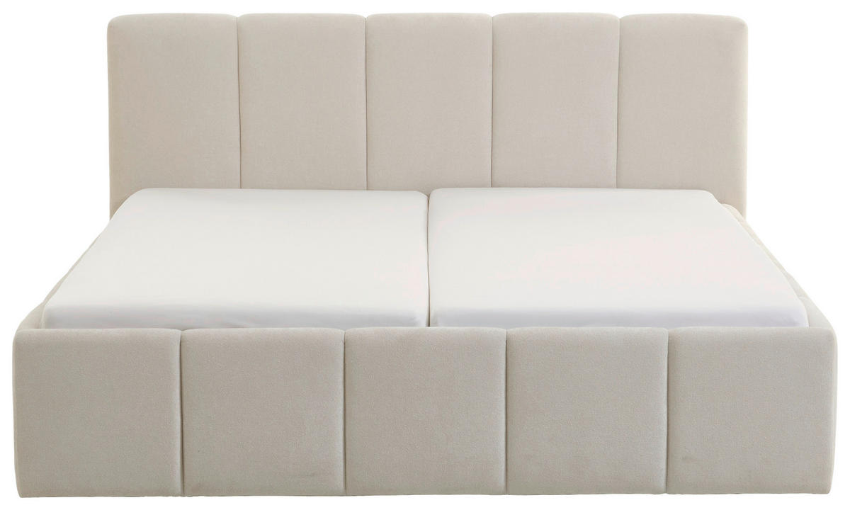 POLSTERBETT 180/200 cm  in Beige  - Beige/Schwarz, Design, Holz/Textil (180/200cm) - Xora