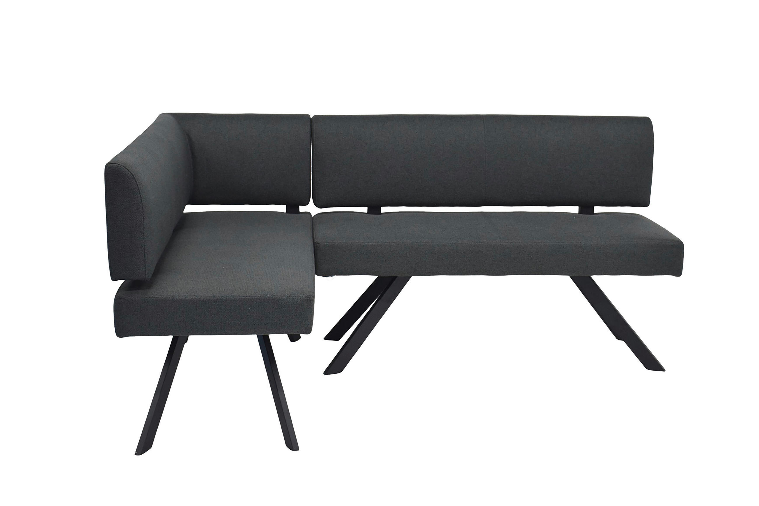 ECKBANK 85/182 cm Dunkelgrau   - Dunkelgrau/Schwarz, MODERN, Textil/Metall (85/182cm) - MID.YOU