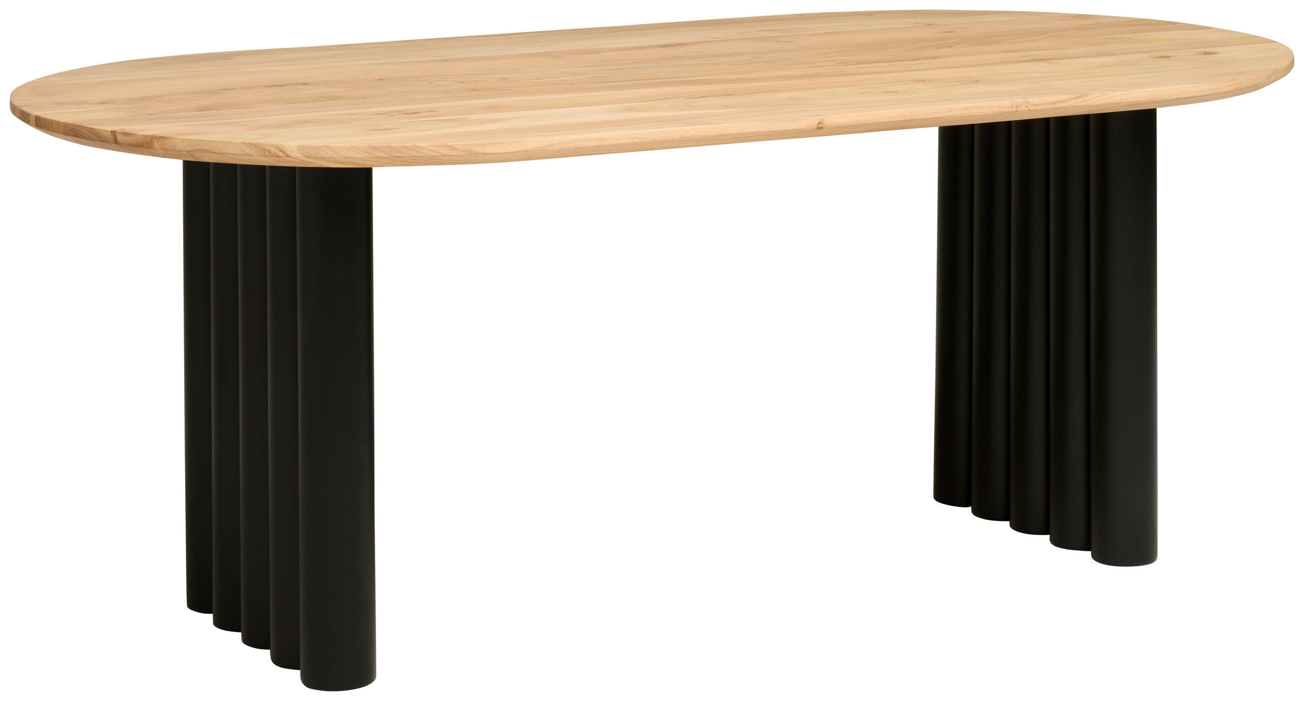 ESSTISCH 200/76/100 cm Echtholz  Holz, Metall gastro- und objekttauglich bootsförmig Schwarz, Akaziefarben  - Schwarz/Akaziefarben, MODERN, Holz/Metall (200/76/100cm) - MID.YOU