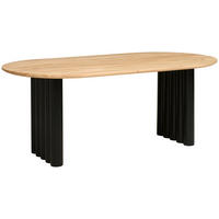 ESSTISCH 200/76/100 cm Echtholz  Holz, Metall gastro- und objekttauglich bootsförmig Schwarz, Akaziefarben  - Schwarz/Akaziefarben, MODERN, Holz/Metall (200/76/100cm) - MID.YOU