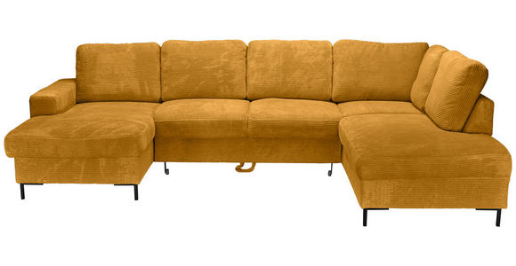 WOHNLANDSCHAFT Currygelb Cord  - Currygelb/Schwarz, KONVENTIONELL, Textil/Metall (148/303/197cm) - Carryhome