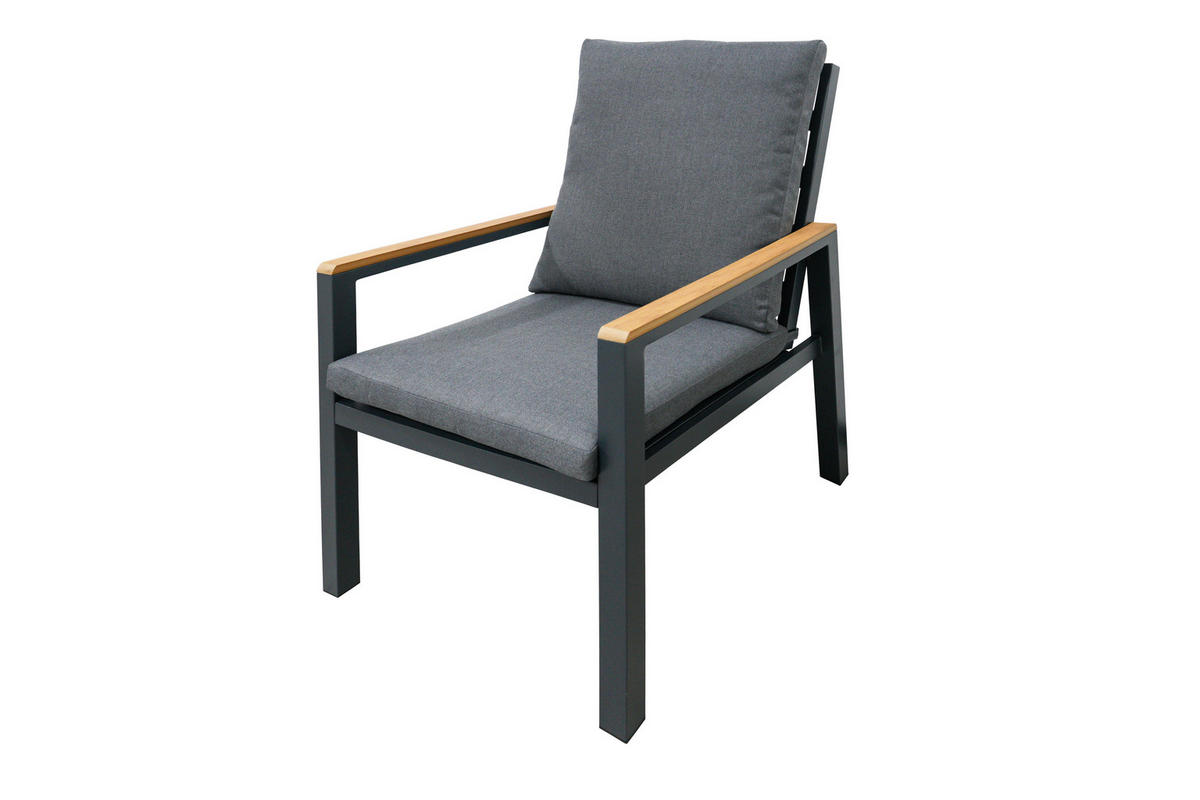 GARTENTISCHGRUPPE  - Hellbraun/Anthrazit, MODERN, Kunststoff/Textil - Gardenson