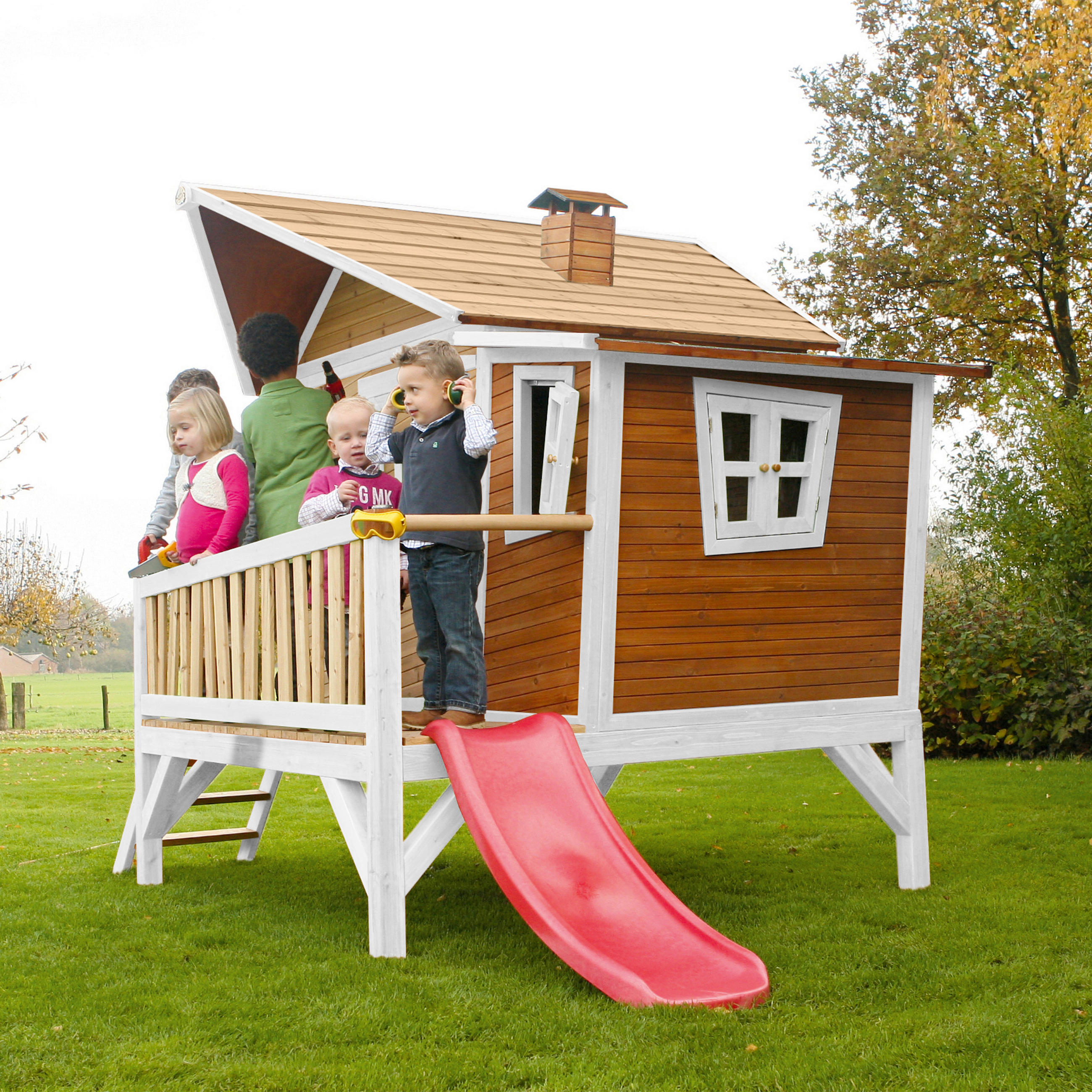 SPIELHAUS 123/12,8/152 cm  - Weiss/Rot, Konventionell, Holz/Kunststoff (123/12,8/152cm)