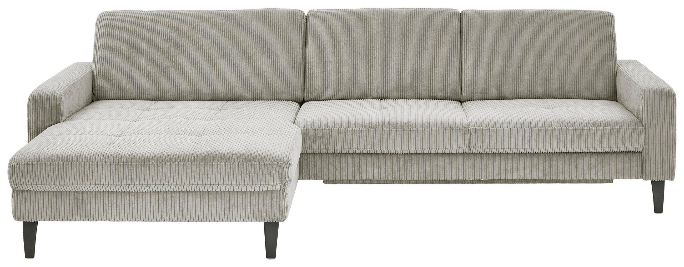 ECKSOFA in Cord Greige  - Greige/Schwarz, Modern, Textil/Metall (177/302cm) - Beldomo Style