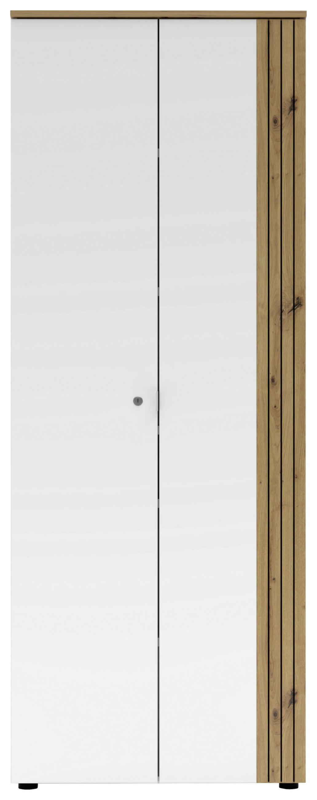 AKTENSCHRANK Weiß, Eiche Artisan  - Weiß/Eiche Artisan, KONVENTIONELL, Holzwerkstoff (75/198/38cm) - Voleo