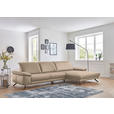 ECKSOFA Rivello in Echtleder Hellbraun Kopfteilverstellung  328/193 cm  - Hellbraun/Schwarz, Design, Leder/Metall (328/193cm) - Dieter Knoll
