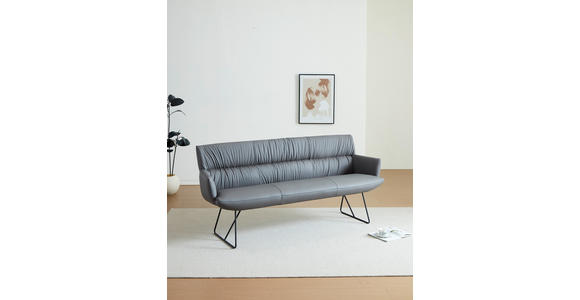 SITZBANK 200/89/66 cm Echtleder Anthrazit, Schwarz  - Anthrazit/Schwarz, Design, Leder/Metall (200/89/66cm) - Dieter Knoll