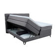 BOXSPRINGBETT 160/200 cm  in Dunkelgrau  - Dunkelgrau/Schwarz, KONVENTIONELL, Textil/Metall (160/200cm) - Carryhome