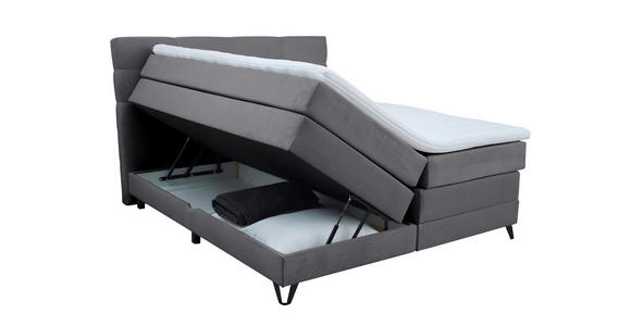BOXSPRINGBETT 160/200 cm  in Dunkelgrau  - Dunkelgrau/Schwarz, KONVENTIONELL, Textil/Metall (160/200cm) - Carryhome