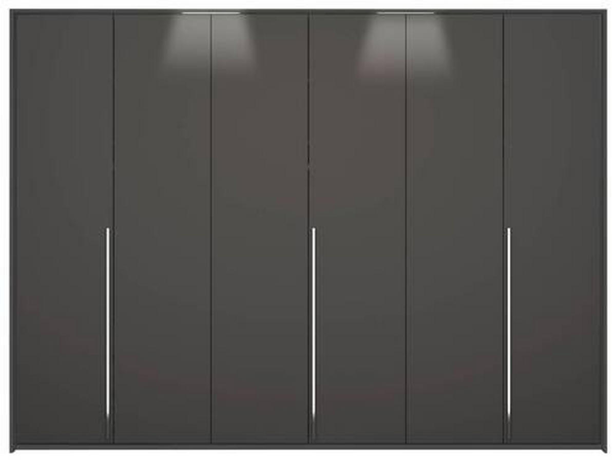 DREHTÜRENSCHRANK 301/223/60 cm 6-türig Graphitfarben  - Chromfarben/Graphitfarben, Design, Holzwerkstoff/Metall (301/223/60cm) - home24