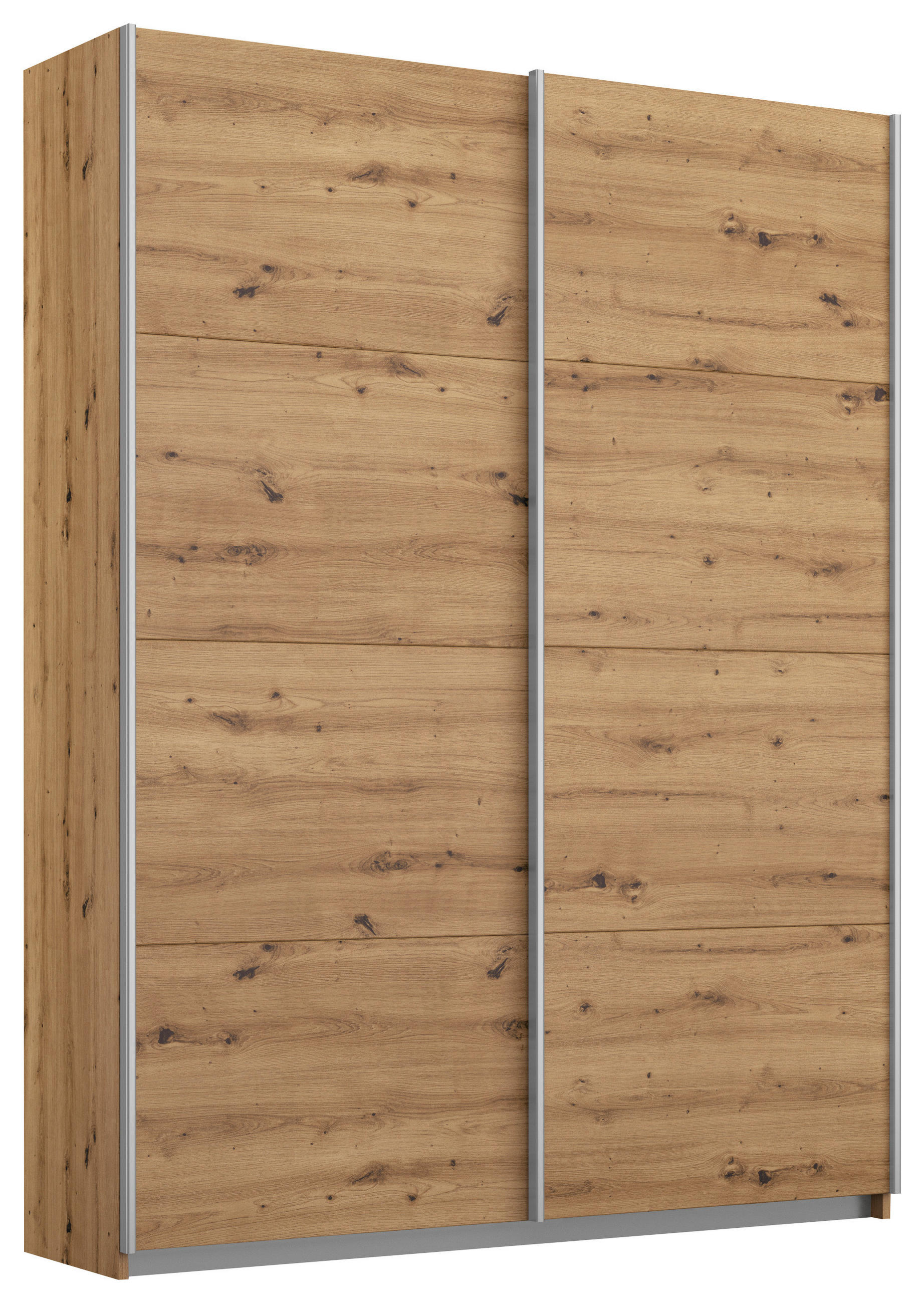 GARDEROB MED SKJUTDÖRRAR 136/197/61 cm 2-dörrar - aluminiumfärg/ek Artisan, Modern, metall/trämaterial (136/197/61cm) - Rauch Möbel