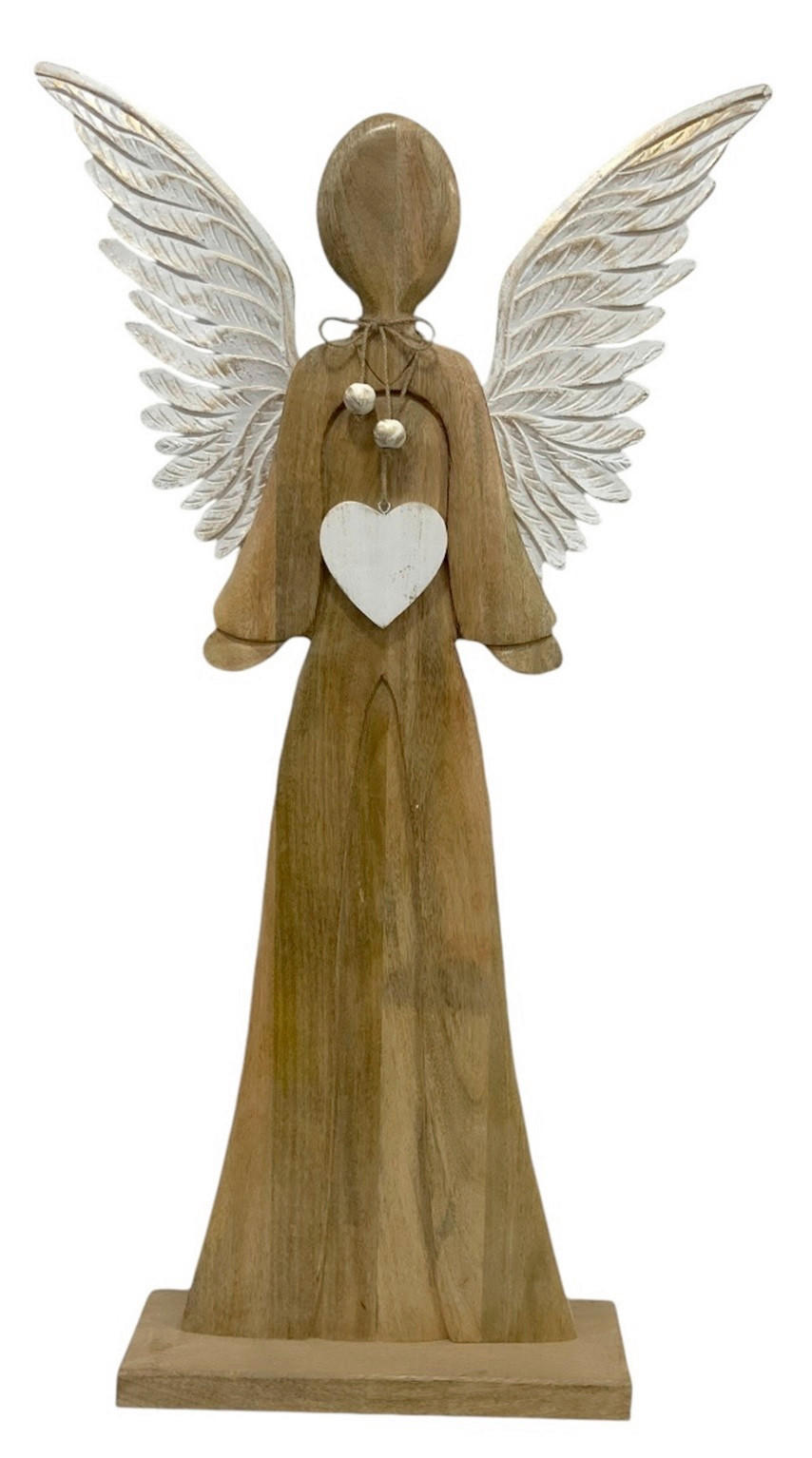 DEKOENGEL  - Braun/Weiß, LIFESTYLE, Holz/Metall (32/65/9cm) - X-Mas