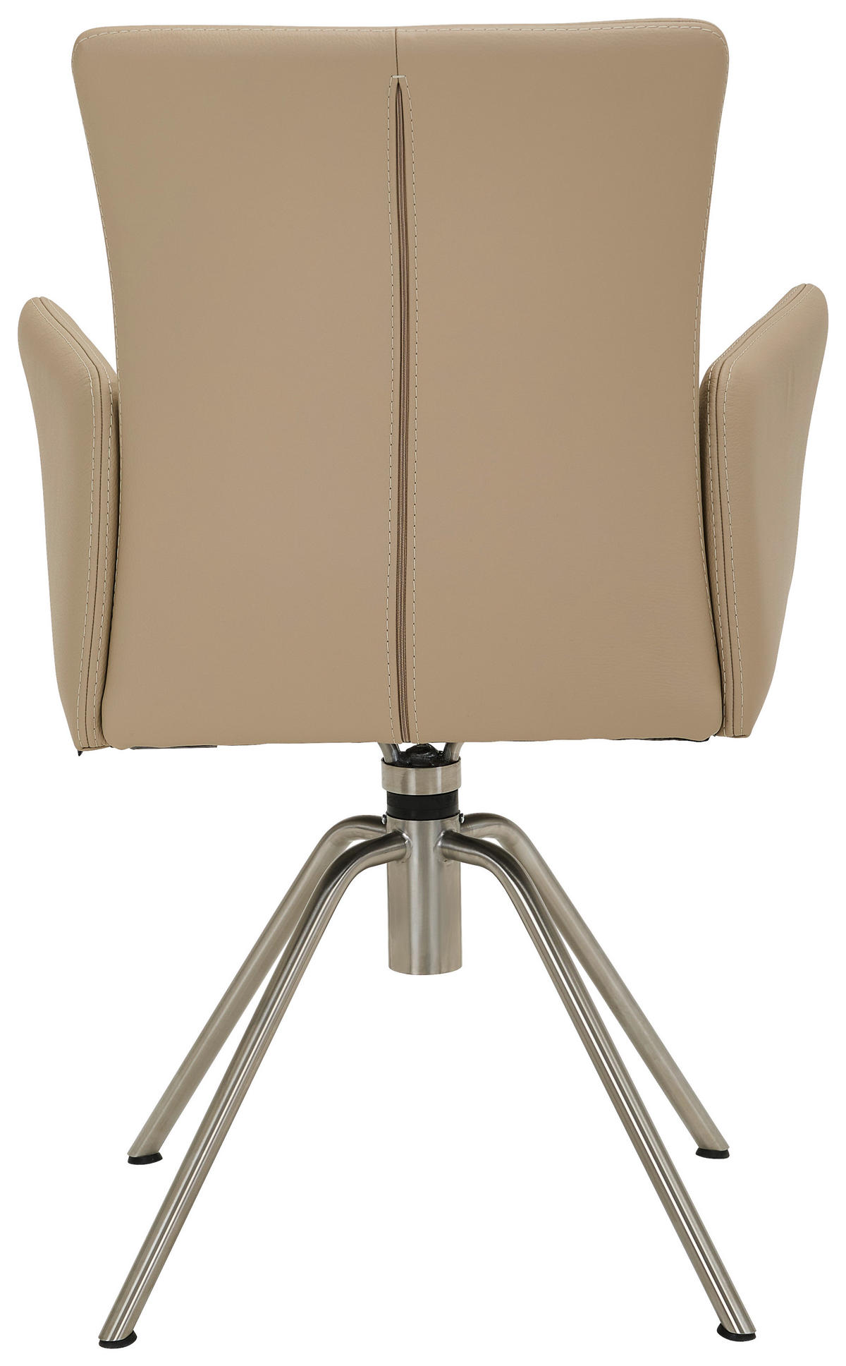 ARMLEHNSTUHL  Wippfunktion, Sitzfläche 360° drehbar, inklusive Armlehnen, gepolsterte Armlehnen, Stoff-/Lederauswahl  Echtleder  Beige  - Beige, Design, Leder/Metall (57/91/58cm) - Musterring