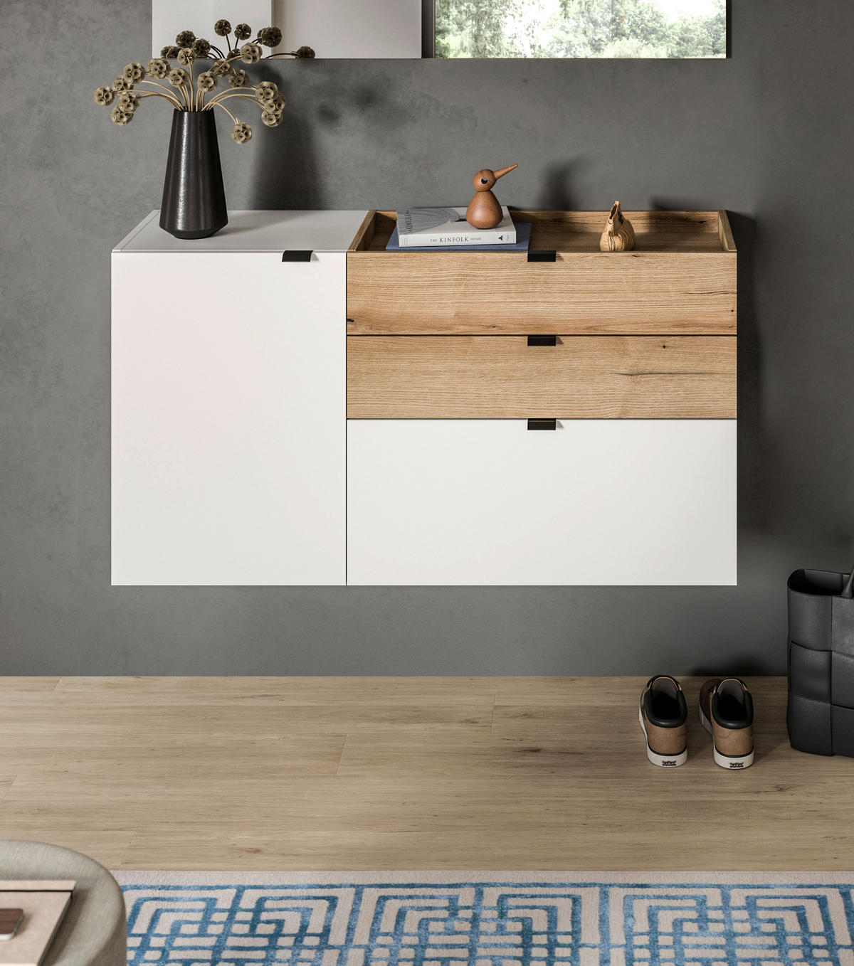 KOMODA   120/64/37 cm   bijela, hrast tamni  - bijela/hrast tamni, Design, drvni materijal/metal (120/64/37cm) - Livetastic