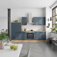 KÜCHENLEERBLOCK Easytouch 300 cm  in Blau, Eichefarben  - Blau/Eichefarben, MODERN, Holzwerkstoff/Metall (300cm) - Nobilia