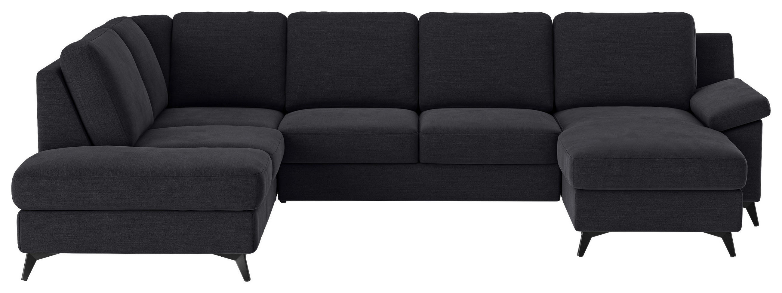 WOHNLANDSCHAFT Dunkelblau Flachgewebe  - Schwarz/Dunkelblau, KONVENTIONELL, Textil/Metall (204/309/156cm) - Cotta