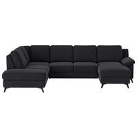 WOHNLANDSCHAFT  in Flachgewebe Dunkelblau  - Schwarz/Dunkelblau, KONVENTIONELL, Textil/Metall (204/309/156cm) - Cotta