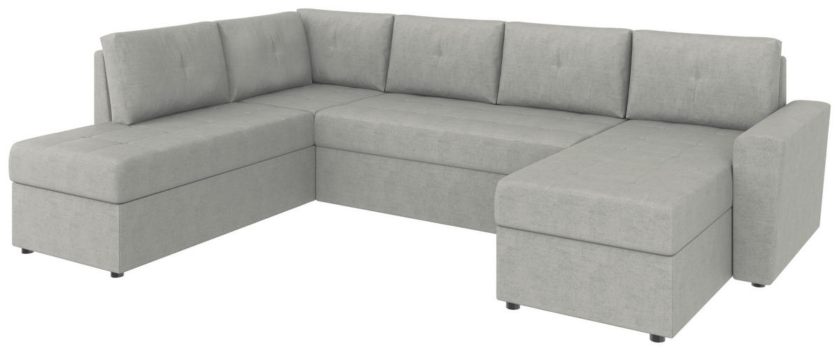 WOHNLANDSCHAFT TERMOLI Hellgrau Jacquard  - Hellgrau/Schwarz, Design, Kunststoff/Textil (212/297/155cm) - MID.YOU