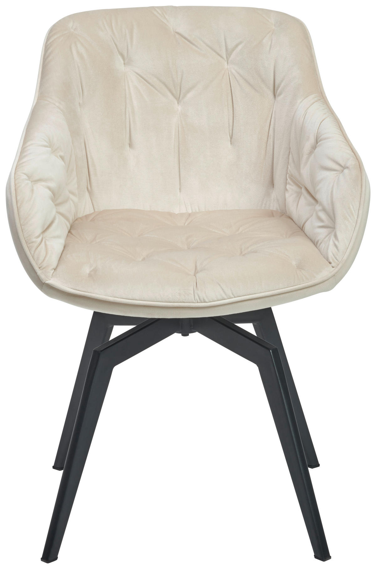 ARMLEHNSTUHL  Sitzfläche 360° drehbar, inklusive Armlehnen Samt  - Beige/Schwarz, MODERN, Textil/Metall (60/84/64cm) - Livetastic