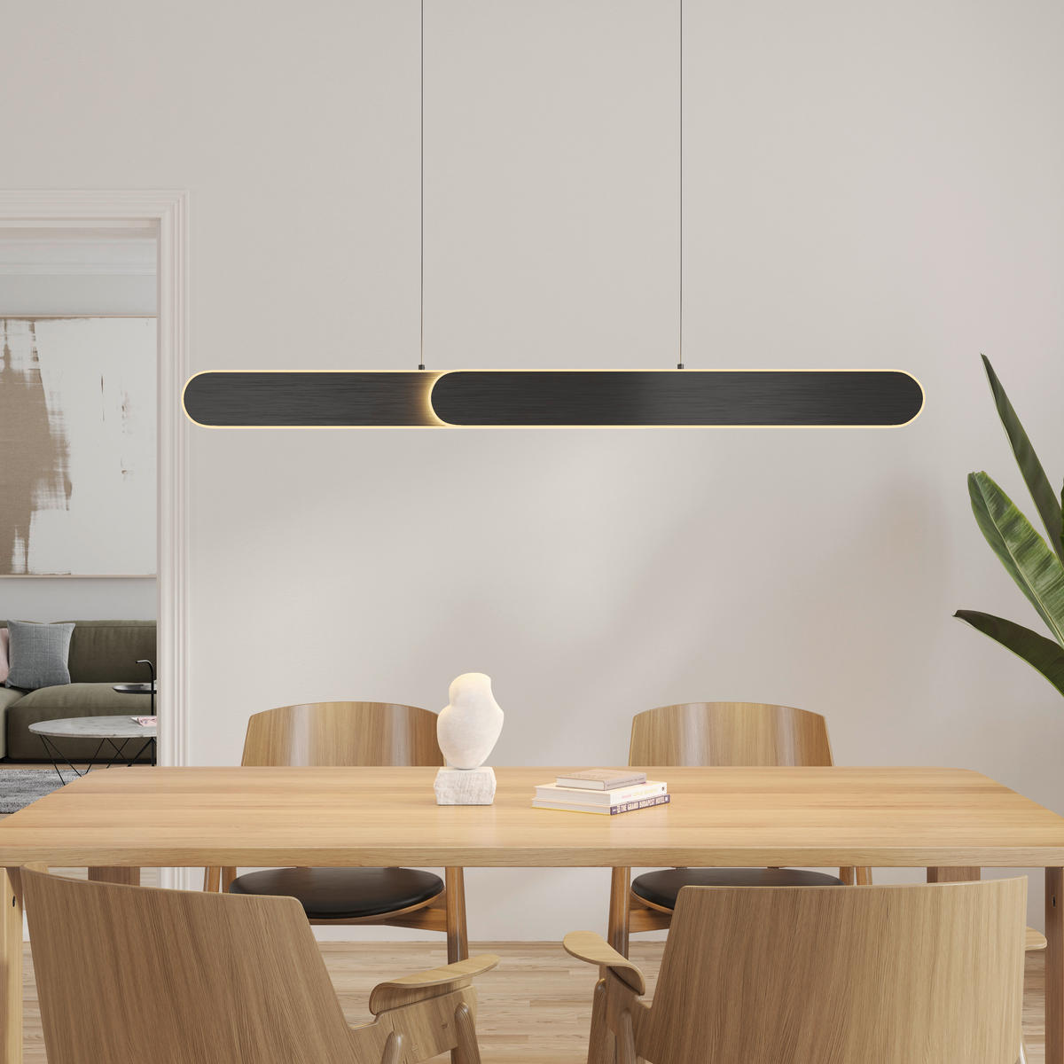 LED-HÄNGELEUCHTE Otis Linear 115/7,5/150 cm   - Schwarz, Design, Metall (115/7,5/150cm) - Dieter Knoll