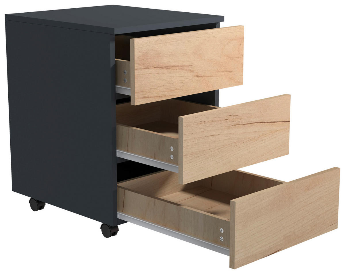 ROLLCONTAINER Honigeiche, Anthrazit  - Honigeiche/Anthrazit, MODERN, Holzwerkstoff/Kunststoff (39/55/45cm) - MID.YOU