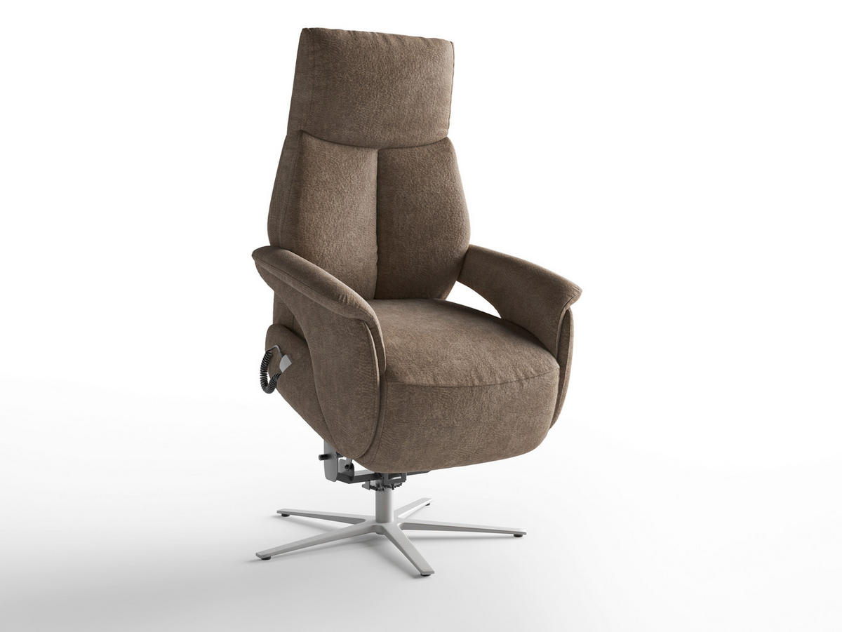 RELAXSESSEL TV LAZY E XS1 Mikrofaser Kopfteilverstellung, Rücken echt    - Silberfarben/Braun, Basics, Textil/Metall (75/110/85cm) - Sit & More
