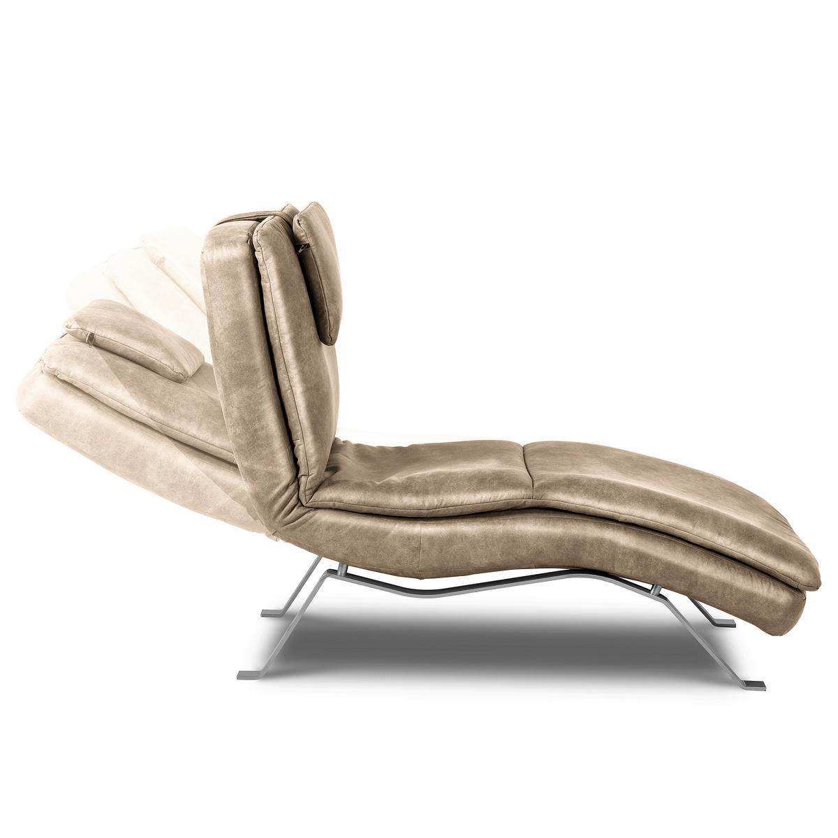 RELAXLIEGE in Lederlook Creme  - Silberfarben/Creme, Design, Textil/Metall (65/95/171cm) - Celina Home