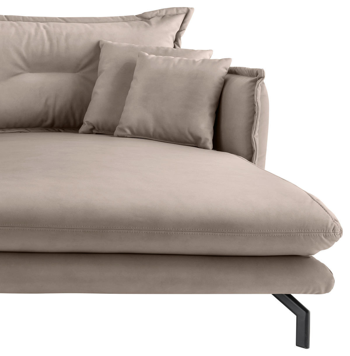 ECKSOFA in Lederlook Beige  - Beige/Schwarz, Modern, Textil/Metall (255/180cm) - Livetastic