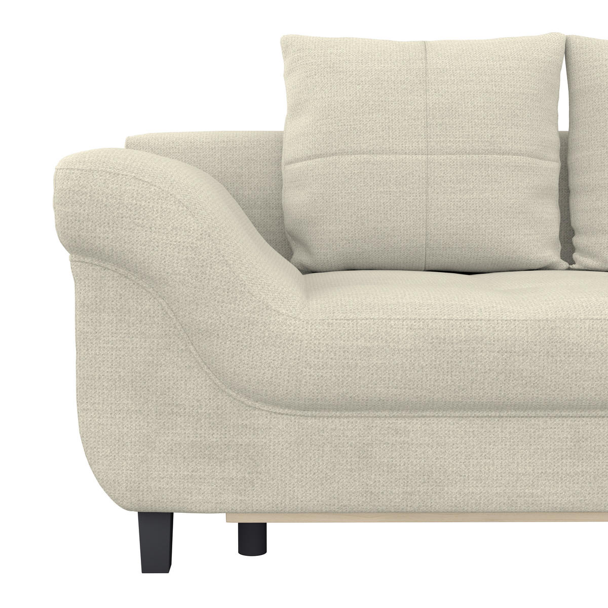 ECKSOFA MENDOZA NEW Hellgrau Chenille, Struktur Zierkissen, Rückenkissen, Bettkasten  - Hellgrau/Schwarz, KONVENTIONELL, Textil (309/197cm) - MID.YOU