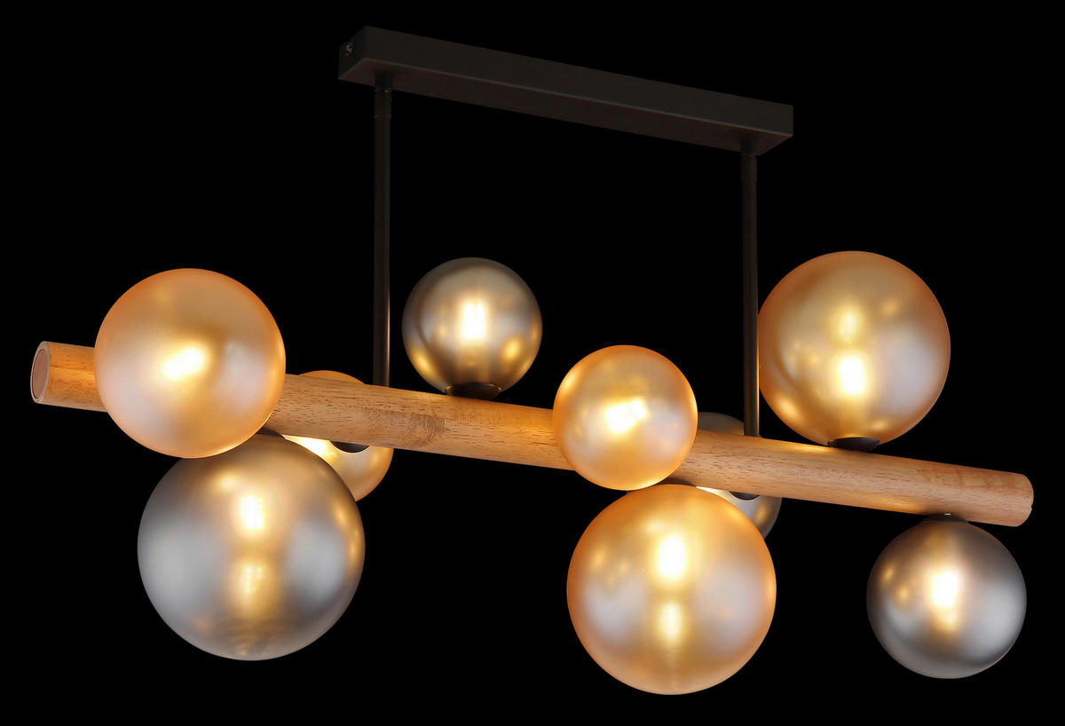 DECKENLEUCHTE    78/29/45 cm  - Dunkelbraun/Schwarz, Basics, Glas/Holz (78/29/45cm) - Globo