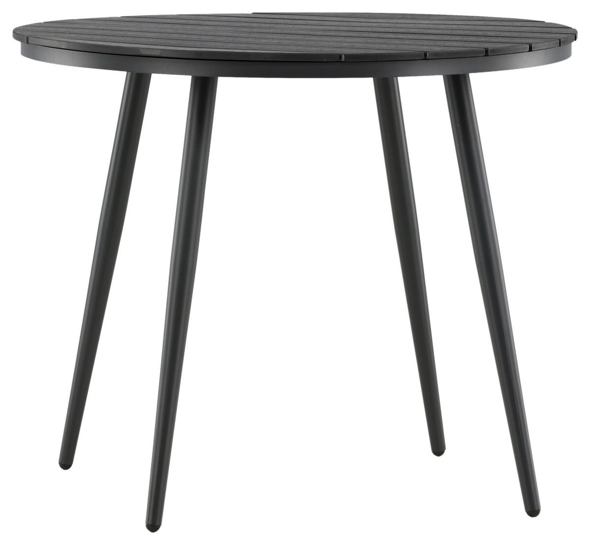 GARTENTISCH Metall, Kunststoff rund  - Schwarz, KONVENTIONELL, Kunststoff/Metall (90/74cm) - Gardenson