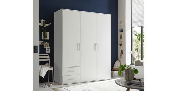 DREHTÜRENSCHRANK - Alufarben/Weiß, KONVENTIONELL, Holzwerkstoff/Kunststoff (155/195/60cm) - Carryhome