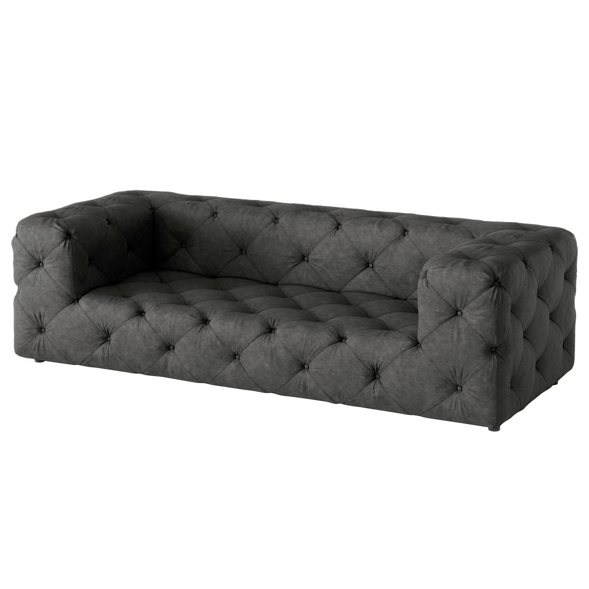 3-SITZER-SOFA Mikrofaser Anthrazit  - Anthrazit/Schwarz, Design, Kunststoff/Textil (230/71/100cm) - P & B