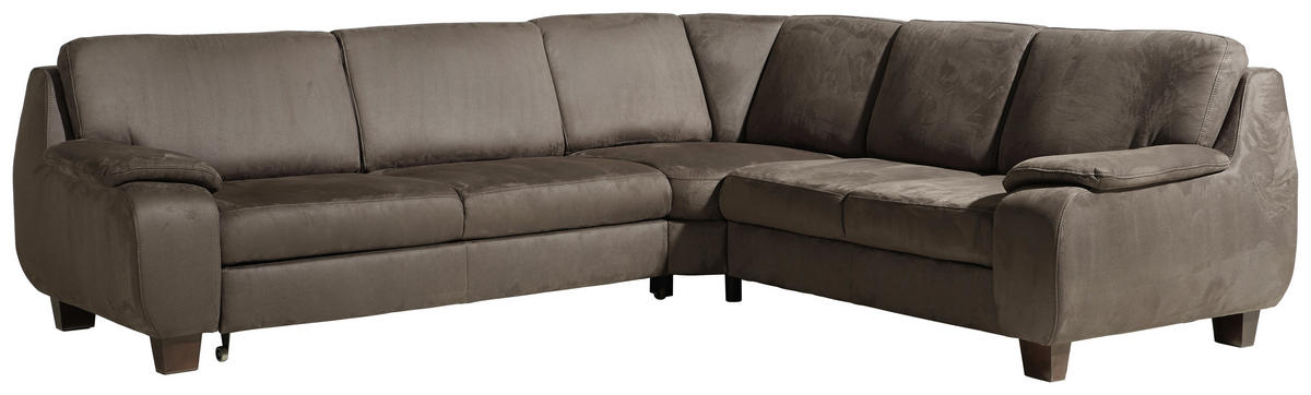WOHNLANDSCHAFT Dunkelbraun  - Dunkelbraun, KONVENTIONELL, Holz/Textil (274/244cm) - Beldomo System