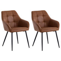 ARMLEHNSTUHL-SET 2 Stück  in Lederlook  - Cognac/Schwarz, MODERN, Textil/Metall (58/84/59,5cm) - Livetastic