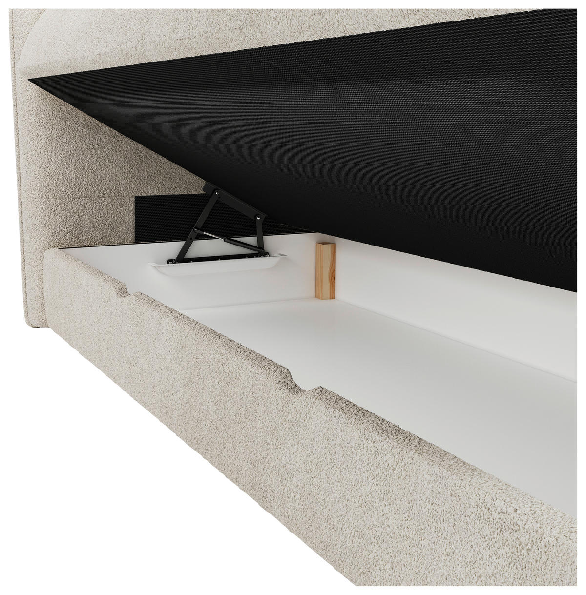 BOXSPRINGBETT 180/200 cm,  in Beige, gepolstertes Kopfteil, Bettkasten, Topper, Matratzen, H3 + H3 = fest  - Beige/Schwarz, Design, Holz/Holzwerkstoff (180/200cm) - Chameo