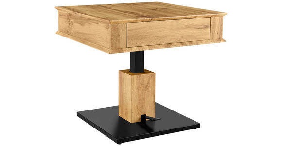 COUCHTISCH in Metall, Holzwerkstoff 70/70/46,5-66 cm  - Eichefarben/Schwarz, Design, Holzwerkstoff/Metall (70/70/46,5-66cm) - Carryhome