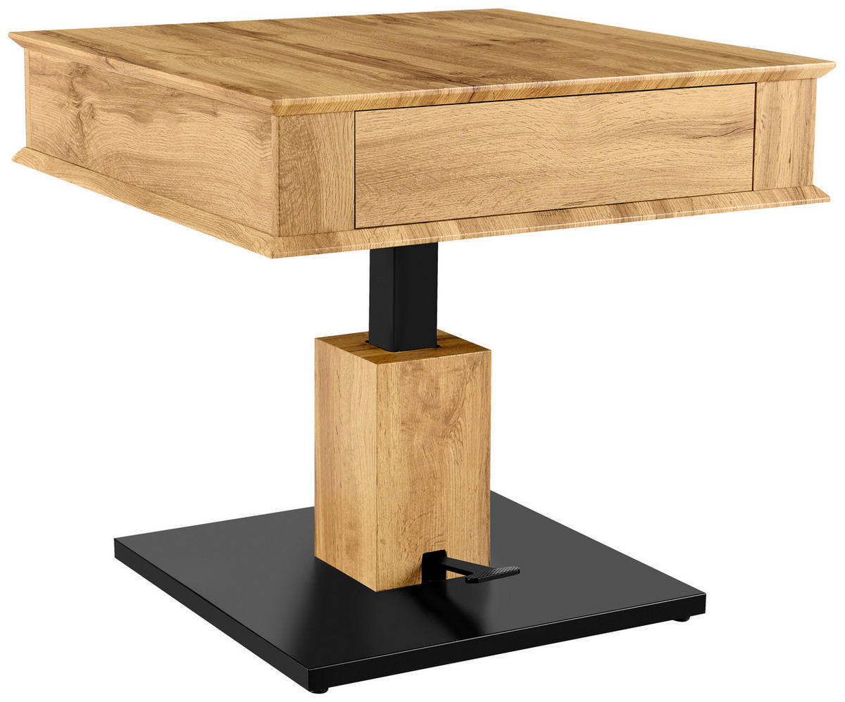 KONFERENČNÝ STOLÍK, čierna, farba duba, kov, papier, kompozitné drevo, 70/70/68 cm - čierna/farba duba, Design, kov/kompozitné drevo (70/70/68cm) - Carryhome