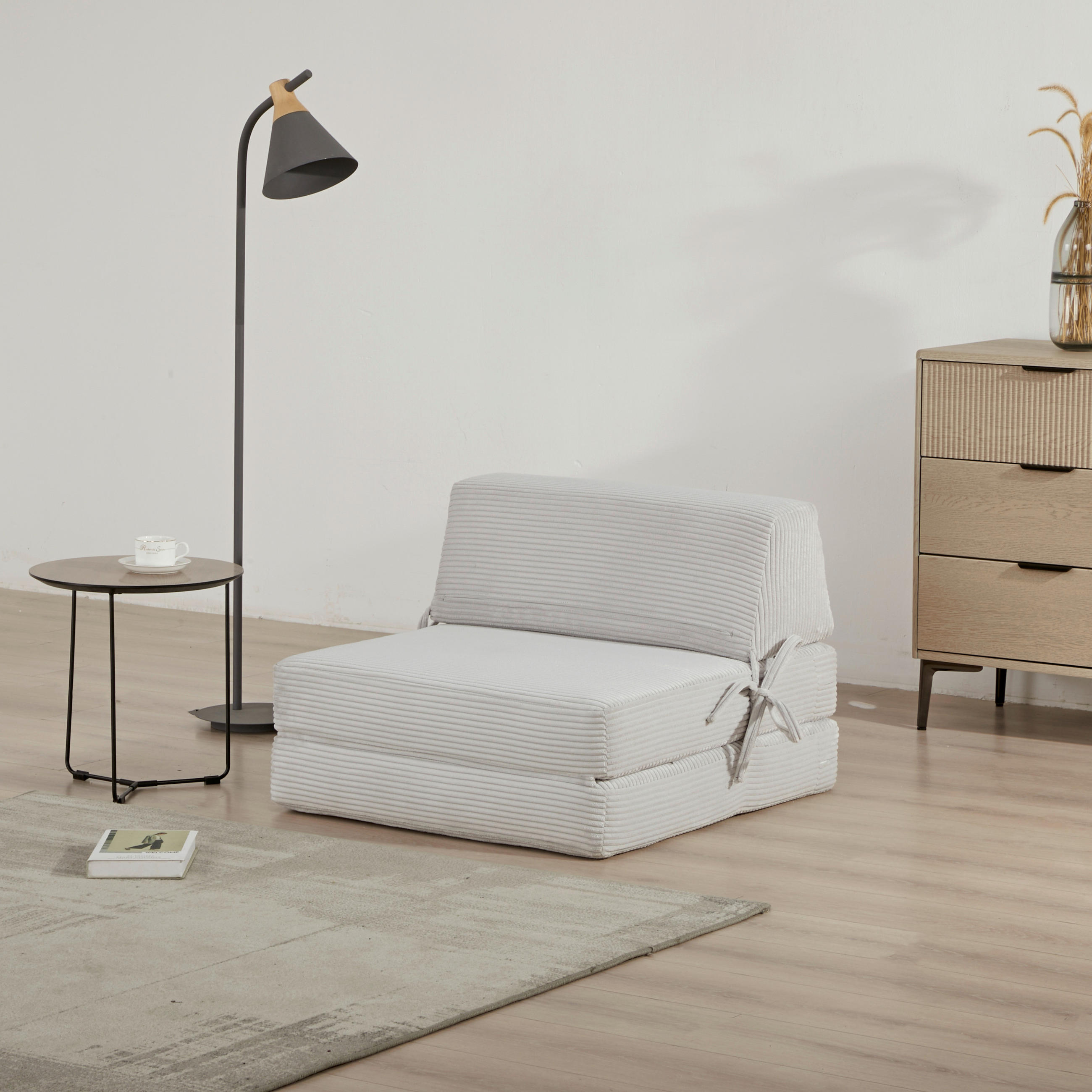 BÄDDFÅTÖLJ i manchester beige  - beige, Design, metall/textil (75/58/80cm) - Livetastic