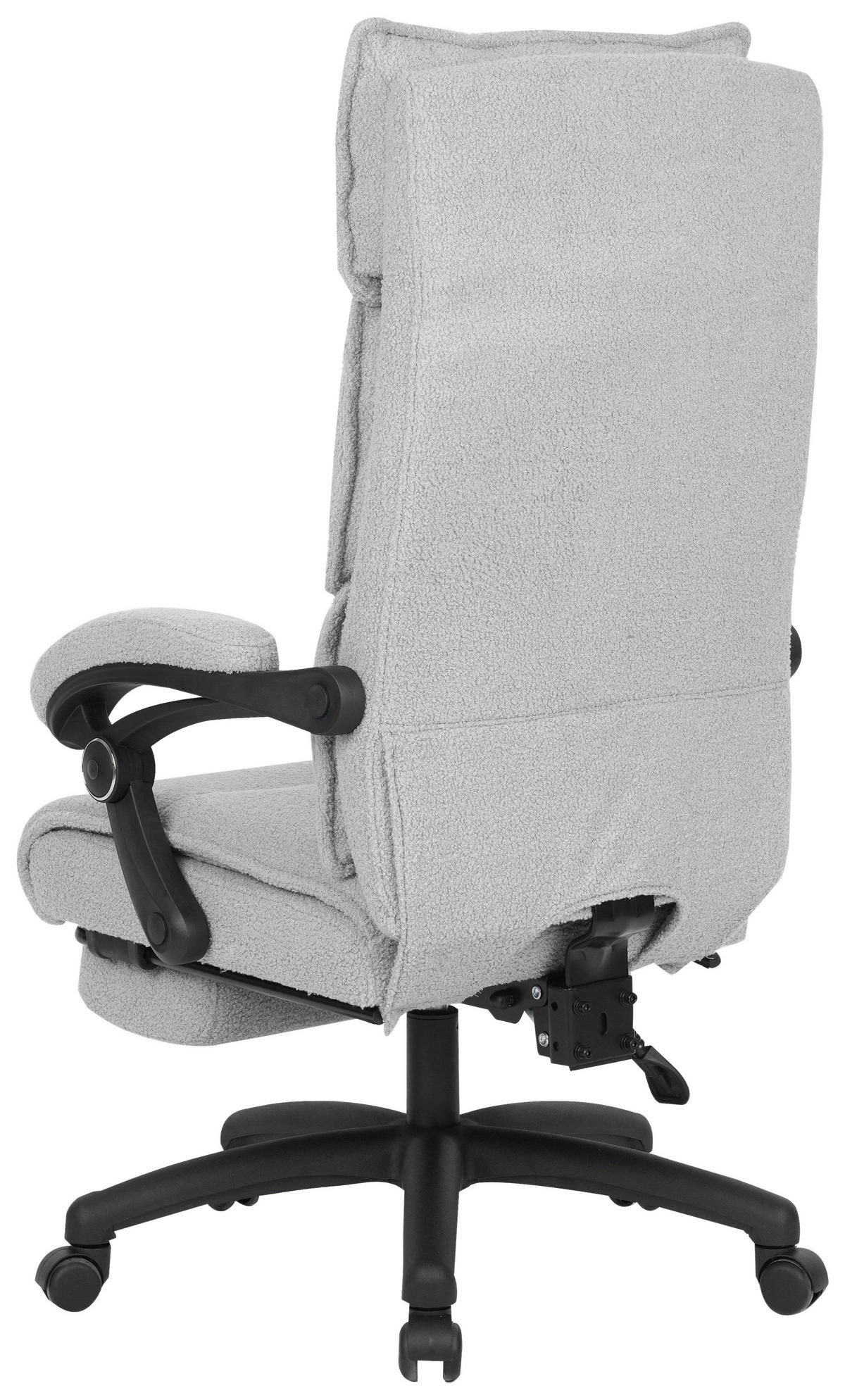 CHEFSESSEL Teddystoff Hellgrau  - Hellgrau/Schwarz, Design, Kunststoff/Textil (64,5/112/120/65cm) - Carryhome