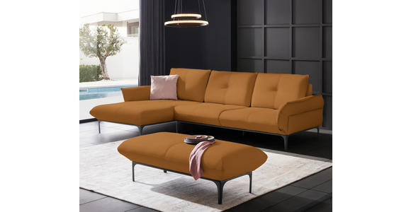 ECKSOFA in Echtleder Braun  - Schwarz/Braun, Design, Leder/Metall (182/325cm) - Valnatura